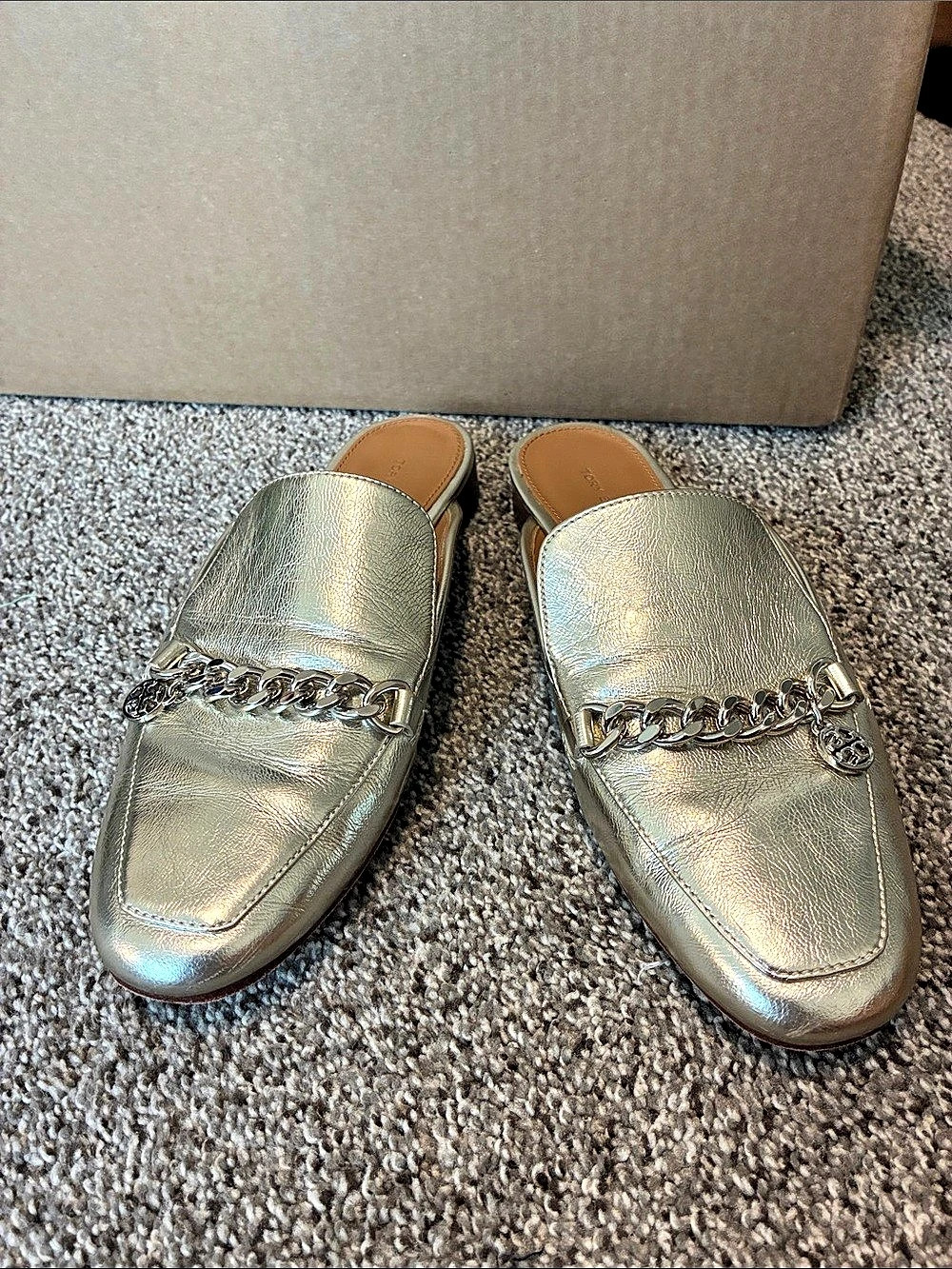 Tory Burch Gold Chain Mules
